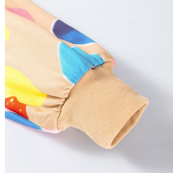 Khaki Multicolor Leopard Printed Drop Shoulder Pullover Sweatshirt Kawaii - Picture 8 of 8